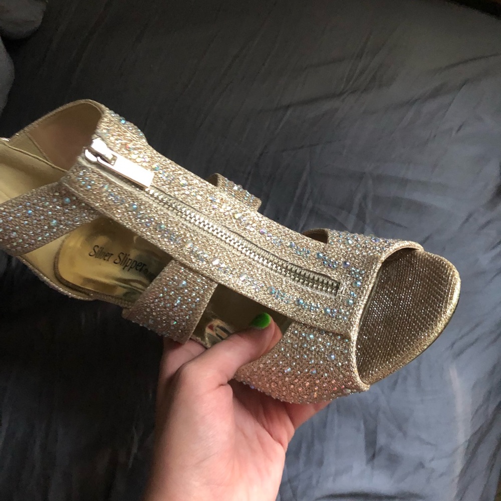 sparkly champagne heels